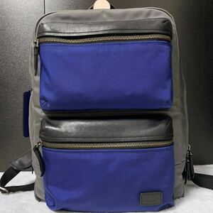 １円●極希少 美品●TUMI トゥミ MISSION ブライアント バックパック リュック デイパック ブリーフケース ビジネスバッグ グレー×ブルー