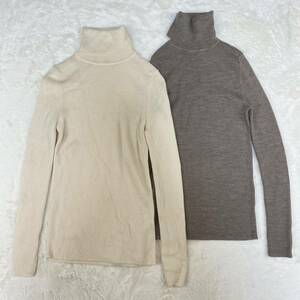 【2点セット】 UNIQLO ユニクロ メリノウール タートルネックセーター タートルニット ニットセーター 251-418673 251-408716 レディース M