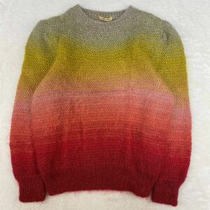 HAND KNIT ハンドニット ニットセーター モヘアニット ウールセーター クルーネック グラデーション レトロ ヴィンテージ レディース