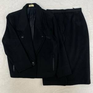 Ag-robe カシミヤスーツ セットアップ スカートスーツ 上下セット 変形スーツ 変形デザイン ブラックスーツ モード カシミヤ ウール 9号