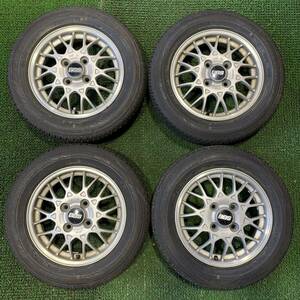 AE266-401 BBS ほぼ新品 ダンロップ 夏タイヤ 155/65R13 スバル純正 鍛造 ホイール 13×4J +45 PCD100-4H 4本ヴィヴィオ等 1円スタート