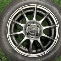 AE351-401 新品タイヤ ブリヂストン 冬タイヤ 155/65R14 社外ホイール 14×4.5J ＋43 PCD100-4H 4本セット 軽自動車等 1円スタート_画像2