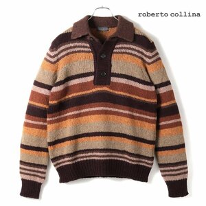 ◆【roberto collina(ロベルトコリーナ)/秋冬/ベビーアルパカナイロンウールボーダー柄ニットポロシャツ(RM53004)】[rbc2360971-48]