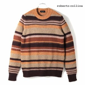 ◆【roberto collina(ロベルトコリーナ)/秋冬/ベビーアルパカナイロンウールボーダー柄クルーネックニット(RM53001)】[rbc2360961-48]