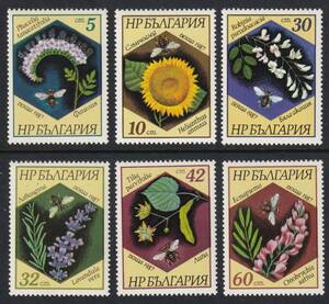 ブルガリア・ハチと花＜１９８７年＞（未）６種完