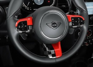 デザイン性UP♪ BMW MINI JCW調 ステアリングスイッチ カバー ミニ F54 クラブマン クーパー クーパーD クーパーS クーパーSD