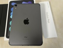 未使用★iPad mini 6 Wi-Fi＋Cellular 256GB SIMフリー 2021年モデル スペースグレイ/ガラスフィルム/サードパーティ製Pencil/汎用カバー付_画像4