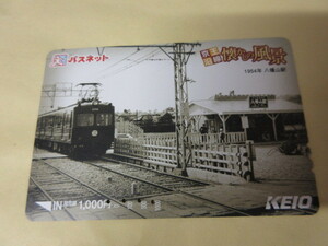 「1954年八幡山駅　京王沿線懐かしの風景」パスネット　4穴使用済み　京王電鉄　KEIO