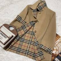 美品 バーバリー BURBERRY バーバリーロンドン ウールコート ノバチェック カシミヤ混 ダブルフェイス 38_画像1