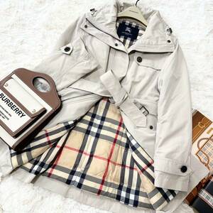 美品 バーバリー BURBERRY バーバリーロンドン ダウンコート ダウンジャケット ベルト付き ノバチェック ダウン90%フェザー10% 38 