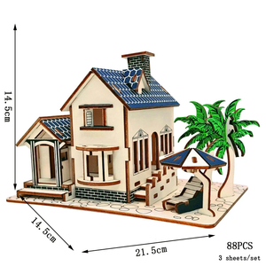 木製 3D 立体パズル ハウス 模型 キット Ocean Villas ウッド パズル 趣味 大人 知育 玩具 インテリア 装飾