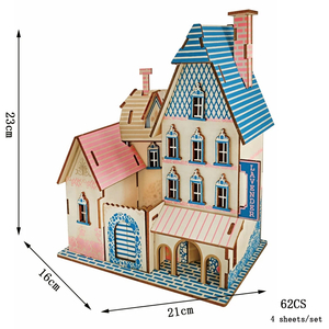 木製 3D 立体パズル ハウス 模型 キット Paca Villa ウッド パズル 趣味 大人 知育 玩具 インテリア 装飾