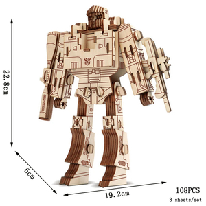 木製 3D 立体パズル ロボット 模型 キット Robot V ウッド パズル 趣味 大人 知育 玩具 インテリア 装飾