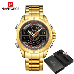 Naviforce メンズ クオーツ 腕時計 nf9170 高品質 ビジネス カジュアル スポーツ クロノグラフ ウォッチ ステンレス 時計 ゴールド × CE