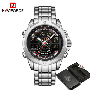 Naviforce メンズ クオーツ 腕時計 nf9170 高品質 ビジネス カジュアル スポーツ クロノグラフ ウォッチ ステンレス 時計 シルバー × B