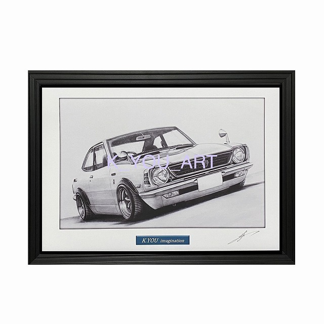 Toyota TOYOTA 27 Levin [Pencil Drawing] Famous Car Old Car Illustration A4 Size Framed Signed, artwork, painting, pencil drawing, charcoal drawing