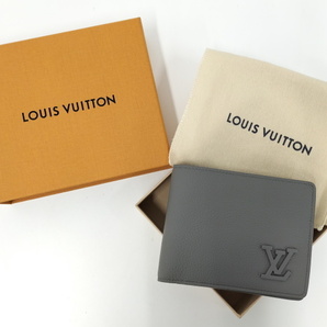 【中古】LOUIS VUITTON ポルトフォイユ ミュルティプル 二つ折り財布 札入れ アエログラム レザー グレー M81026の画像10