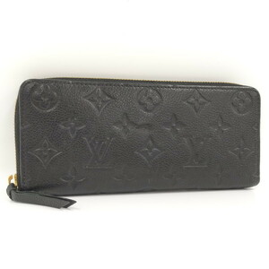 【中古】LOUIS VUITTON ポルトフォイユ クレマンス ラウンドファスナー長財布 モノグラム アンプラント ノワール M60171