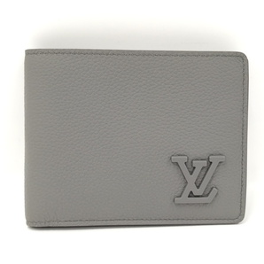 【中古】LOUIS VUITTON ポルトフォイユ ミュルティプル 二つ折り財布 札入れ アエログラム レザー グレー M81026の画像1