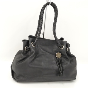 [ used ]FURLA handbag leather black 