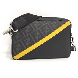 【中古】FENDI ダイアゴナル ショルダーバッグ カメラバッグ PVC グレー ブラック 7M0286