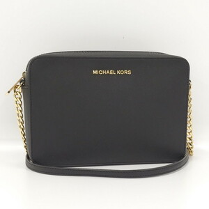 【中古】MICHAEL KORS チェーンショルダーバッグ レザー ブラック