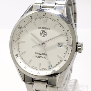 [Используется] Tag Heuer Carrera Twin Date Date Men's Watch Gmt Automatic Wind SS White Dial WV2116-0