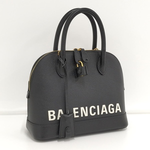 【中古】BALENCIAGA ヴィル トップハンドルS ハンドバッグ レザー ブラック 550645