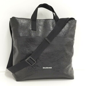 【中古】BALENCIAGA エクスプローラー 2WAY トートバッグ レザー ブラック 638804