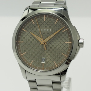 【中古】GUCCI Gタイムレス メンズ 腕時計 クオーツ SS シャンパンゴールド文字盤 126.4