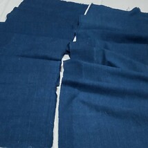 【時代布】藍染め 木綿 無地 2枚 合計約380cm 生地 古布 古裂 アンティーク リメイク素材 A-412_画像4