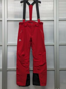 美品即決 Salomon スキーパンツ JP メンズ Lサイズ サスペンダー付 ベンチレーション レッド (サロモン ウェア PANTS スノーボード 赤 red)