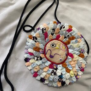 チャイハネ パッチワーク・刺繍 ひまわり型ショルダーポーチ・ミニポーチセット