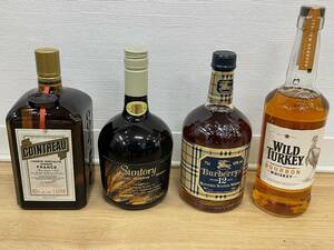  FS1525 お酒 おまとめ 4本 セット販売 ウイスキー3本 リキュール1本 現状品 Burberrys WILD TURKEY SUNTORY COINTREAU