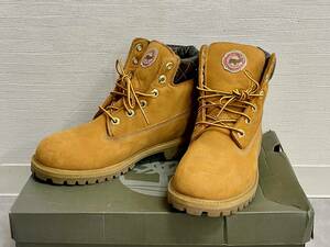 FS1674 Timberland ティンバーランド レザーブーツ 38965M 6756 23.5㎝ BOYS イエロー系 革 靴 ブーツ メンズ レディース 現状品