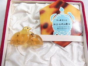 長崎江崎鼈甲店高級本べっ甲帯留め寸法41.5mm×23mm：共箱入り未使用品：新品では御座いませんが：未使用保管品です綺麗美品です。5500