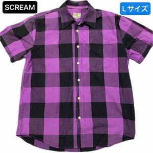 Scream VINTAGE メンズ 半袖シャツ チェック柄 Lサイズ