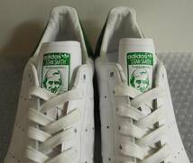 スタンスミス 2014年製 JP28.0cm B24364 白×緑 天然皮革 ガラスレザー 生産終了 adidas stansmith 本革 ホワイト×グリーン 人気定番_画像4