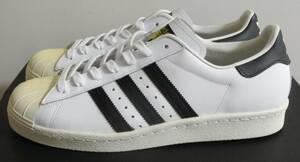 ほぼ新品 スーパースター 80s 2016年製 JP28.0cm G61070 生産終了 金ベロ 天然皮革 adidas superstar 白×黒 ホワイト×ブラック 焼け有