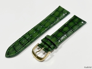  rug width 22mm wristwatch belt leather belt band green tail pills Gold crocodile style hand made tail pills attaching leather band LB102