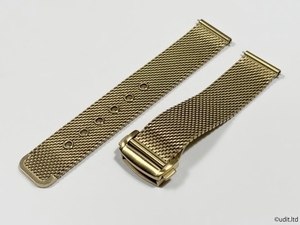 ラグ幅：20mm メッシュ腕時計用バンド メタルブレス 腕時計ベルト 金属 ステンレス ブレスレット ゴールド 【オメガ OMEGA対応】MS1