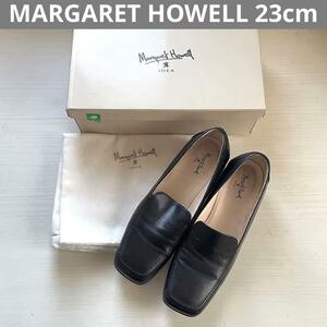 ■MARGARET HOWELL マーガレットハウエル★天然皮革　レザー★ローファー★23cm★黒　ブラック■