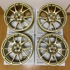 送料込み 未使用に近め2022.11月製 TWS Motorsport T66-F フラットゴールド色 4本 18×8.5J+35 5H 114.3 鍛造 FORGED 鍛栄舎