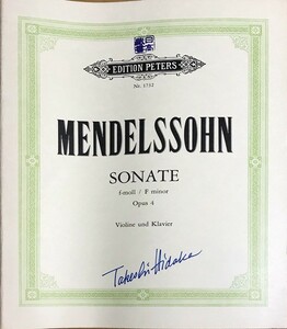 メンデルスゾーン バイオリン・ソナタ ヘ短調 Op.4 (ヴァイオリン＋ピアノ) 輸入楽譜 Mendelssohn Sonate f-moll Op.4/Ed. Hermann 洋書