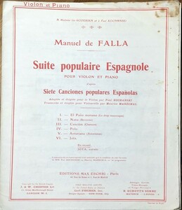 fa Rya Spain folk song Kumikyoku (va Io Lynn + piano ) import musical score Falla Suite populaire Espagnole foreign book 