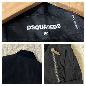 極美品/Lサイズ●DSQUARED2【春のお洒落】ディースクエアード ボンバージャケット ブルゾン MA-1 ラインロゴ 黒 ダブルジップ 中綿の画像9