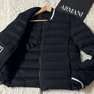 極美品/Mサイズ●エンポリオ アルマーニ ダウンジャケット ダブルジップ EMPORIO ARMANI EA7 裾ロゴプレート リアルダウン90% 黒