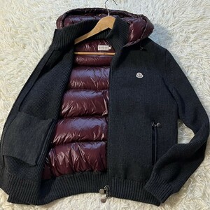 【現行品/極美品】MONCLER モンクレール ニット ダウンジャケット パーカー マグリア カーディガン MAGLIA CARDIGAN グレー ボルドー