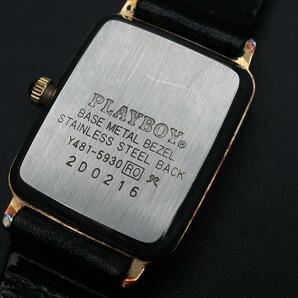 正規品 PLAYBOY プレイボーイ 腕時計 Watch ゴールド Gold スクエア Square ブラック Black 動作確認済み Working Authentic Mintの画像4