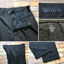 BP2-586★W100センチ位★US規格・BIGサイズ★【PERRY ELLIS PORTFOLIO】シャドーストライプ 2タックスラックス【W38 メンズ XL】スミクロ_画像6